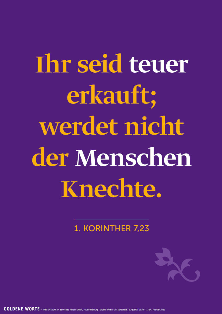 Goldene Worte der Bibel: 1. Korinther 7,23