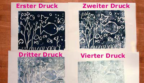 Drucktechnik mit Styropor: Kunst-Drucke 2