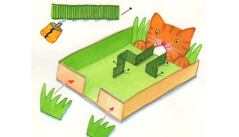 Geschicklichkeitsspiel aus Pappe: Hungrige Katze 4