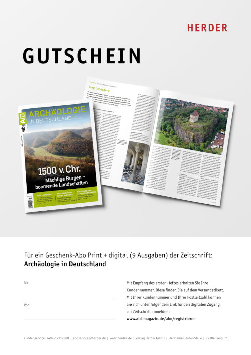 Abo-Geschenkgutschein Archäologie in Deutschland