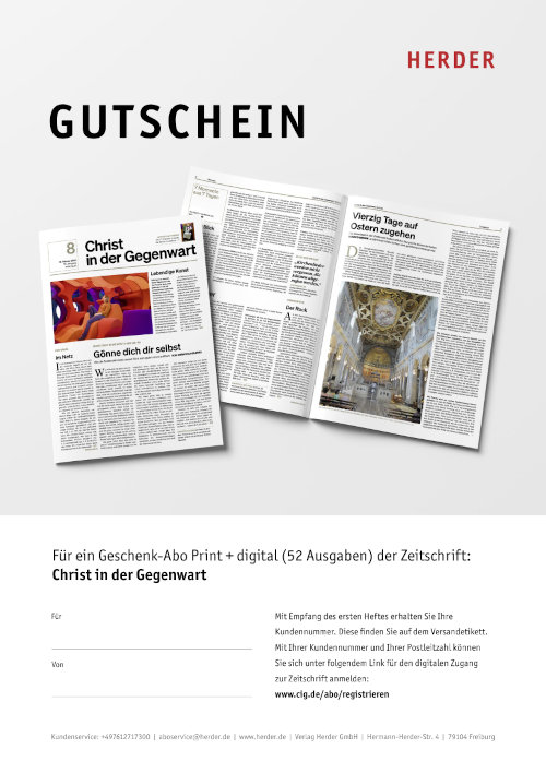 Abo-Geschenkgutschein Christ in der Gegenwart