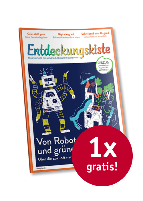 Titelseite Entdeckungskiste 1/2026 mit Button "1x gratis"
