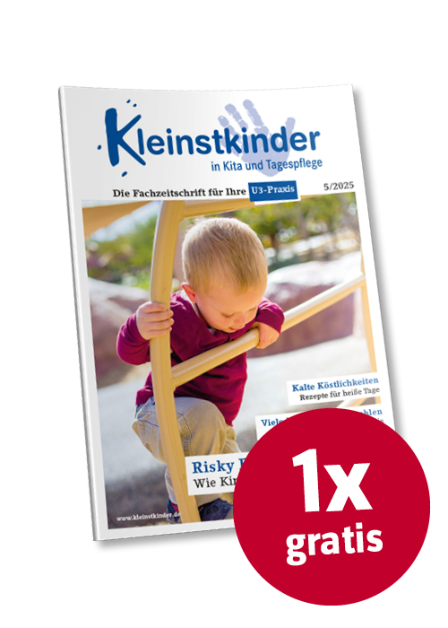 Titelseite Kleinstkinder in Kita und Tagespflege 5/25 mit rotem Button "1x gratis"