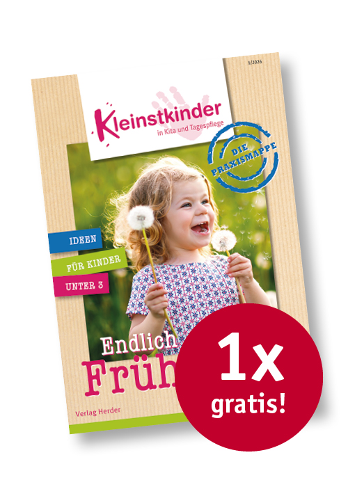 Titelseite Kleinstkinder Praxismappe 1/2026 mit Button "1x gratis"