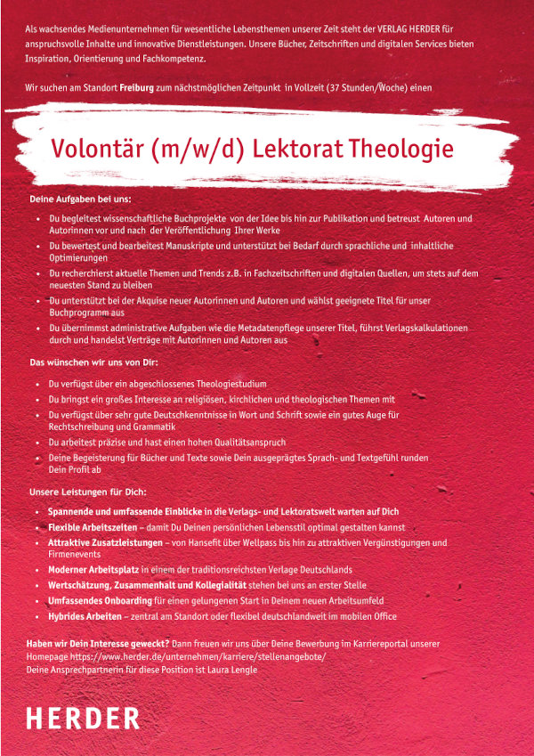 Volontär Lektorat Theologie