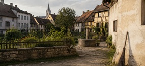 Mittelalterliche Ansicht eines Dorfes