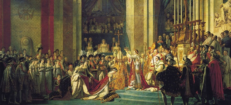 Ein Gemälde, auf der die Krönung Napoleons abgebildet ist.