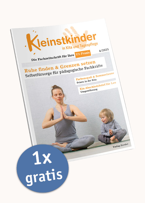 Titelseite Kleinstkinder in Kita und Tagespflege 4/2025 mit Button "1x gratis"