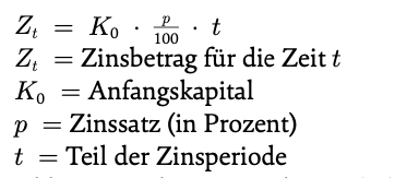 Grafik: Berechnung Zinsbetrag (Zt) einfache Verzinsung