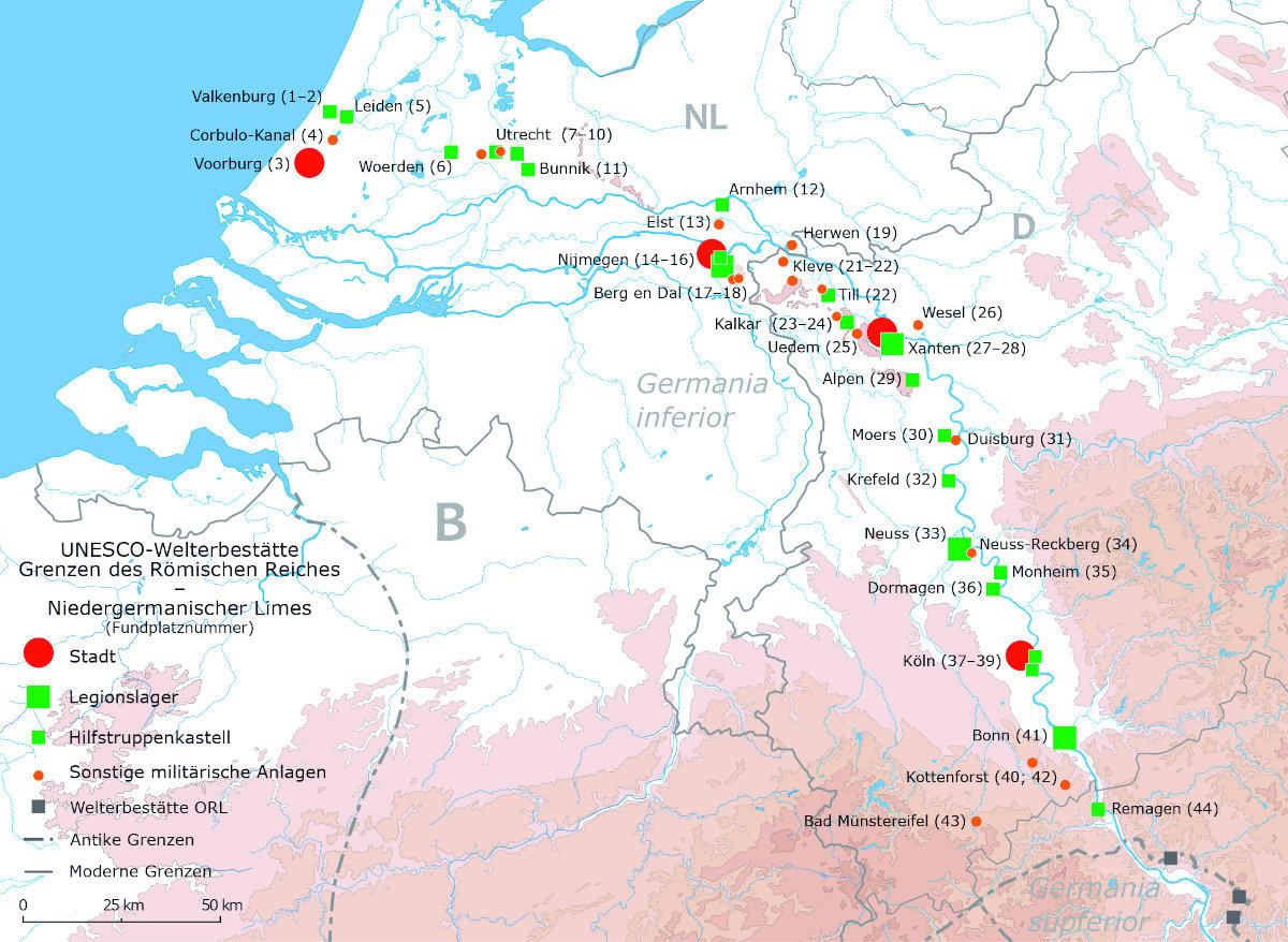 Der Niedergermanische Limes bildet als Ganzes die UNESCO-Welterbestätte »Grenzen des Römischen Reiches – Niedergermanischer Limes«.