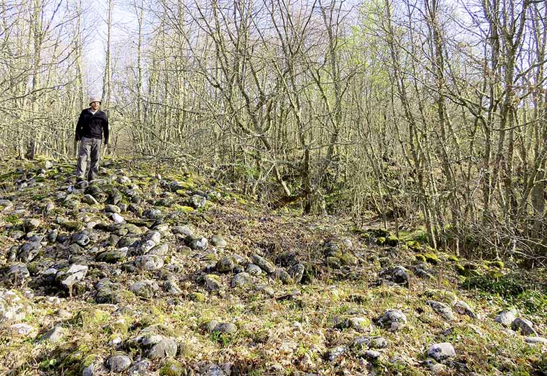 Anhäufungen von taubem Geröll, Mine von As Muradellas (Baltar, Spanien).