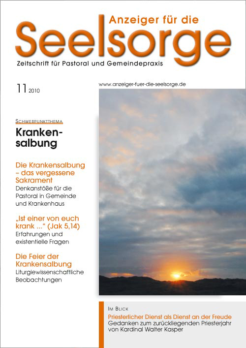 Titelseite: Anzeiger für die Seelsorge. Zeitschrift für Pastoral und Gemeindepraxis 11/2010