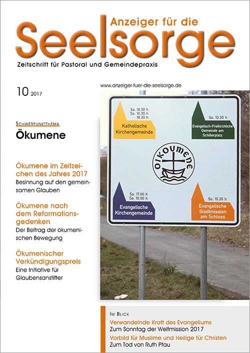 Titelseite: Anzeiger für die Seelsorge. Zeitschrift für Pastoral und Gemeindepraxis 10/2017
