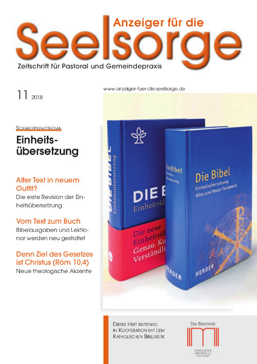 Titelseite: Anzeiger für die Seelsorge. Zeitschrift für Pastoral und Gemeindepraxis 11/2018