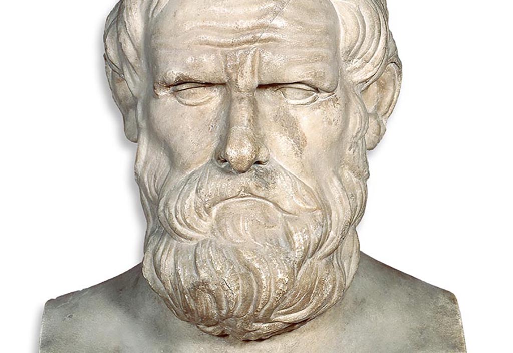 Abb. 1 Aristophanes (um 450–385 v. Chr.) war der bedeutendste Verfasser antiker griechischer Komödien. Von ihm als einzigem Vertreter der sog. «Alten Komödie» sind elf vollständige Werk erhalten. Marmorbüste, 4. Jh. v. Chr.
