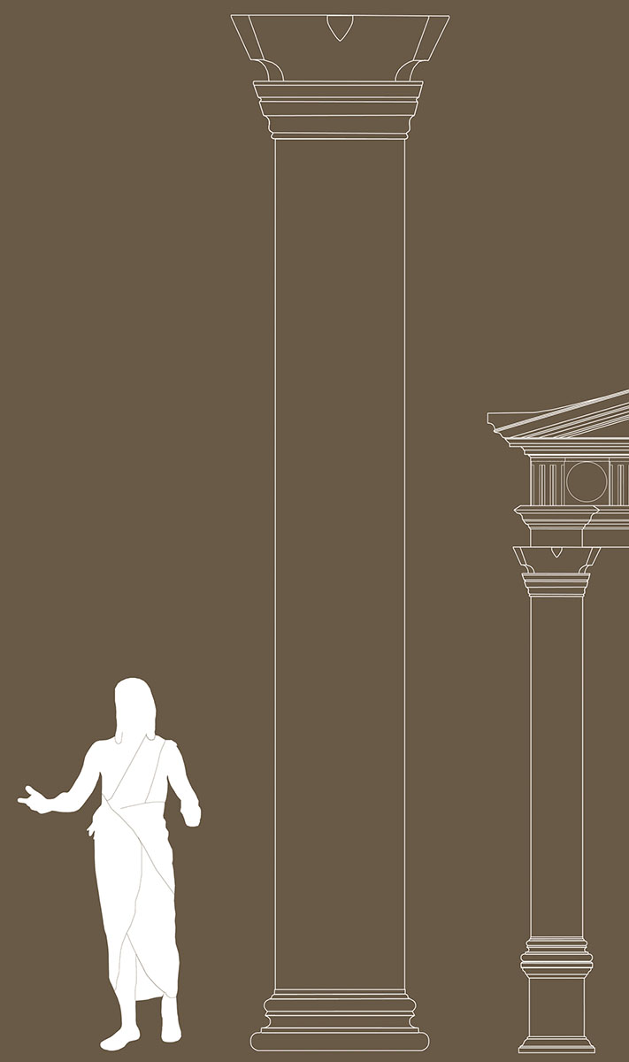 Abb. 12 Schematische Darstellung von Säulenstellungen in Struktur 2/Bau 2 im Areal des North-Eastern Petra Projects.