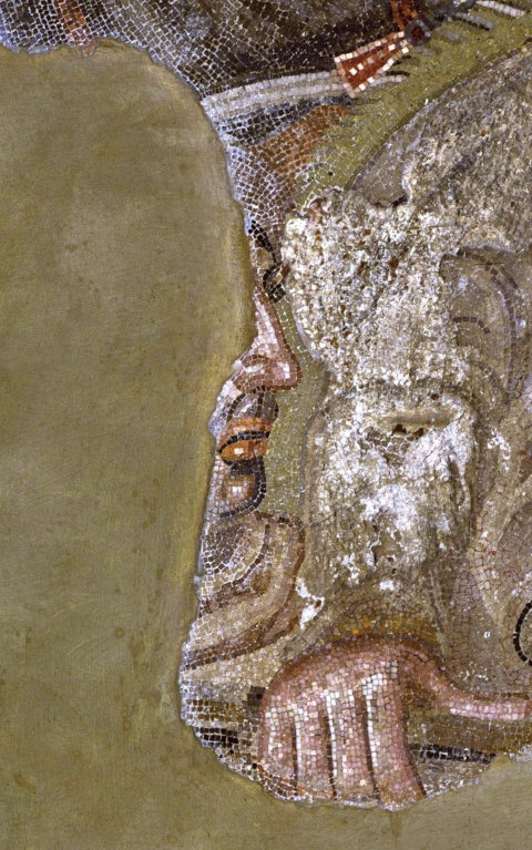 Ausschnitt Profil Seleukos I. Nikator als Fußkämpfer in der Schlacht von Gaugamela am 1. Oktober 331 v. Chr.