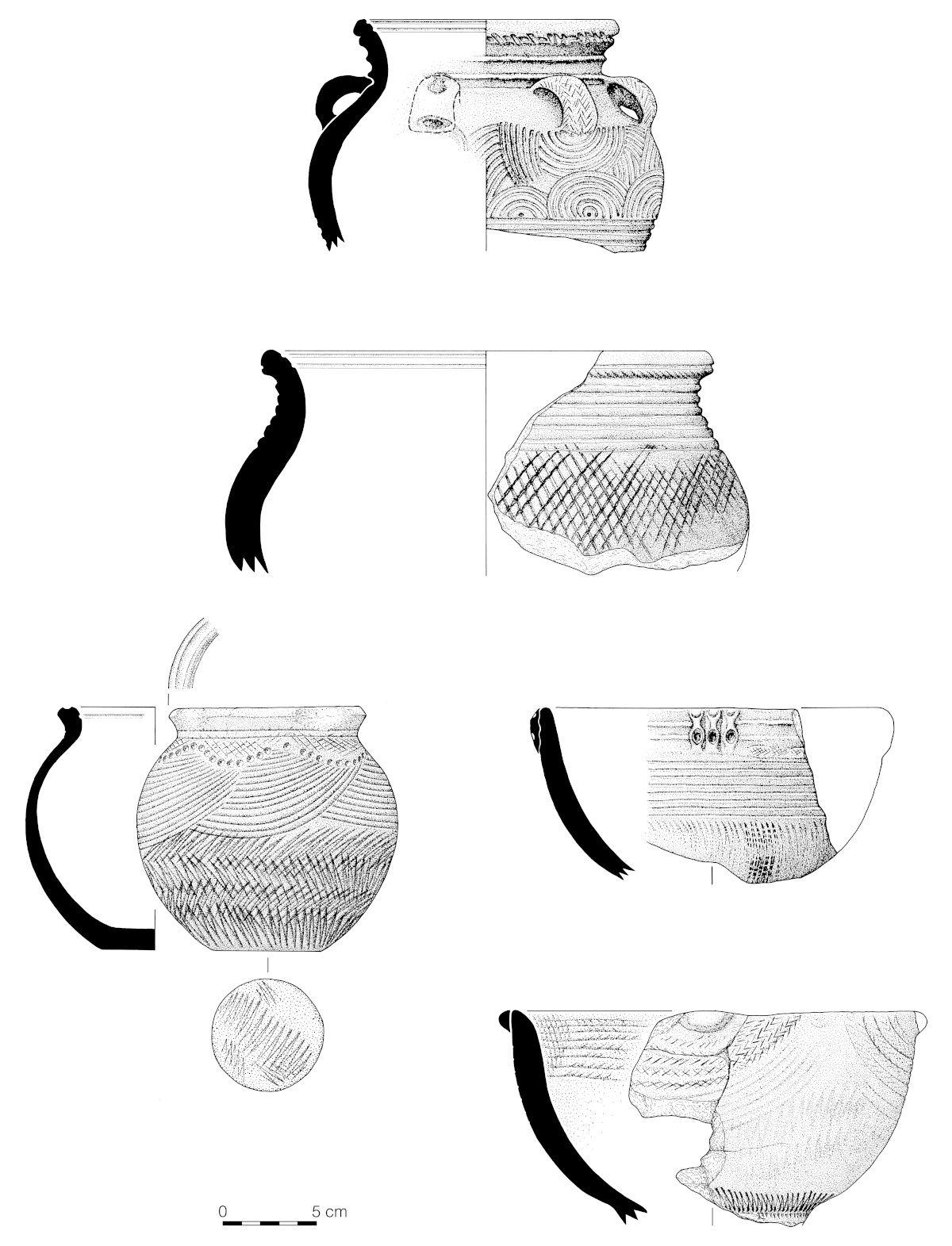 Früheisenzeitliche Imbonga-Keramik (4.–1. Jh. v. Chr.) aus dem Inneren Kongobecken, Demokratische Republik Kongo.