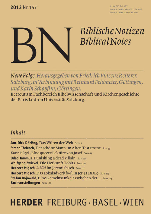 Biblische Notizen. Neue Folge 157 (2013)