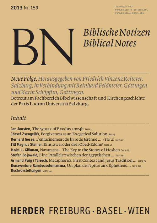 Titelseite: Biblische Notizen. Neue Folge 159 (2013)
