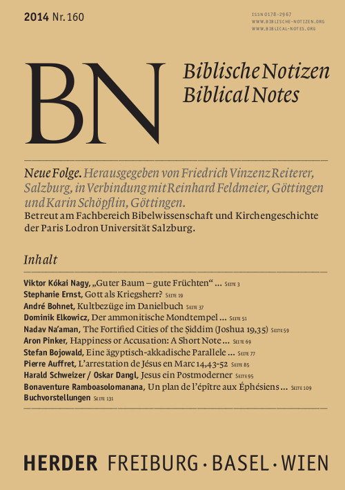 Titelseite: Biblische Notizen. Neue Folge 160 (2014)