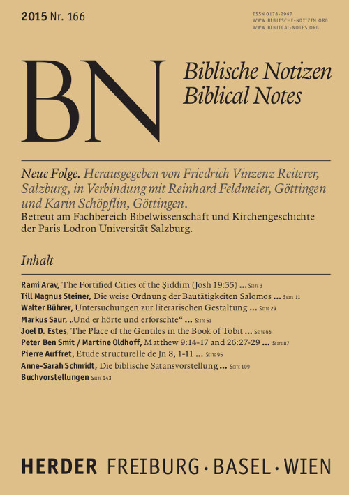 Titelseite: Biblische Notizen. Neue Folge 166 (2015)