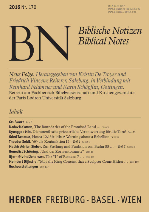 Titelseite: Biblische Notizen. Neue Folge 170 (2016)
