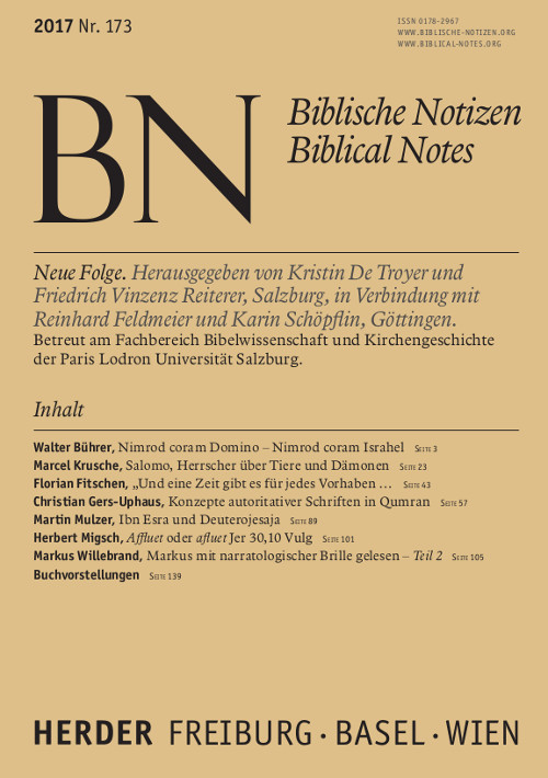 Biblische Notizen. Neue Folge 173 (2017)