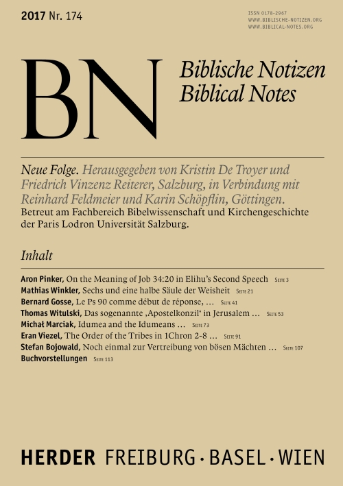 Titelseite: Biblische Notizen. Neue Folge 174 (2017)