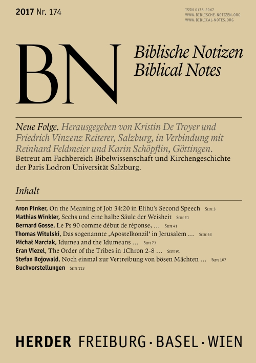 Biblische Notizen. Neue Folge 174 (2017)