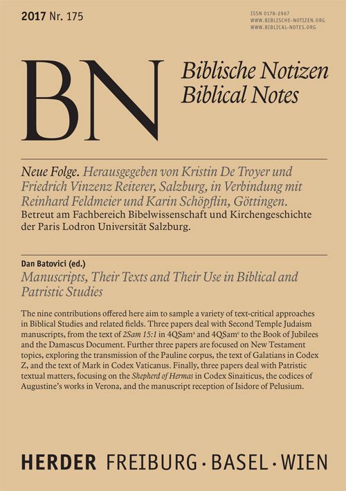 Biblische Notizen. Neue Folge 175 (2017)