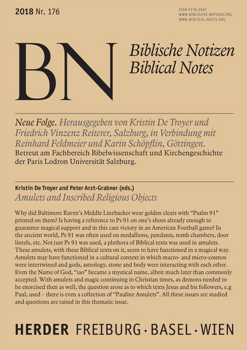 Titelseite: Biblische Notizen. Neue Folge 176 (2018)