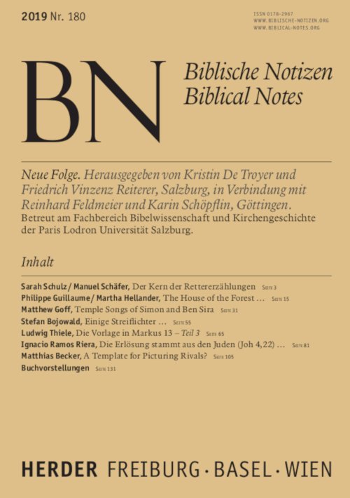 Titelseite: Biblische Notizen 180/2019