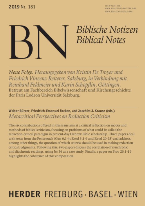 Titelseite: Biblische Notizen 181/2019