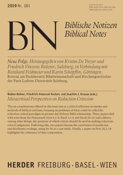 Biblische Notizen 181/2019