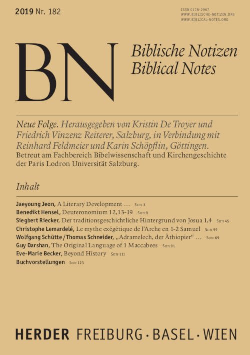 Titelseite: Biblische Notizen 182/2019