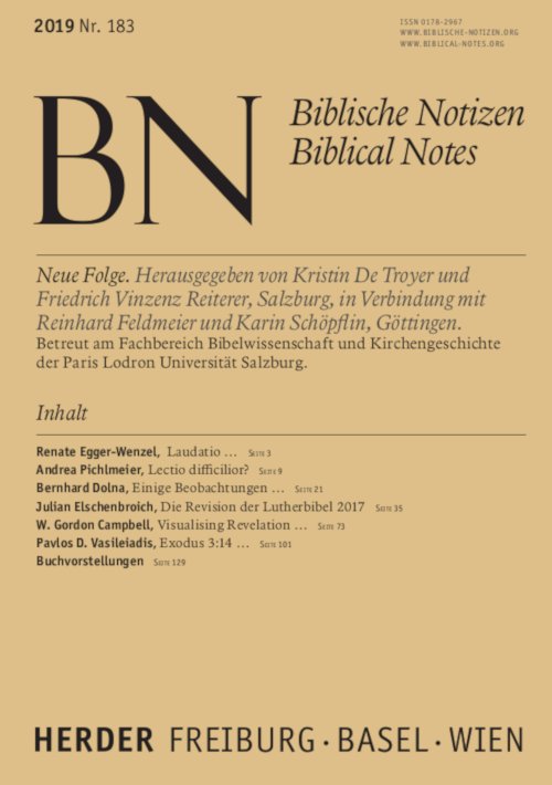 Biblische Notizen 183/2019