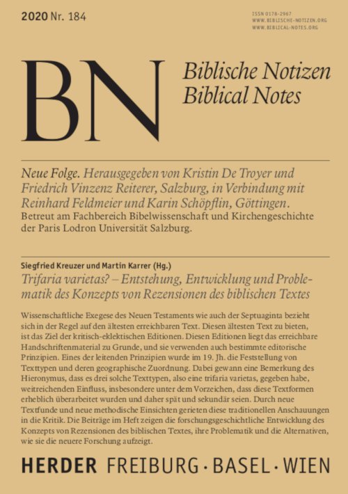 Biblische Notizen 184/2020 