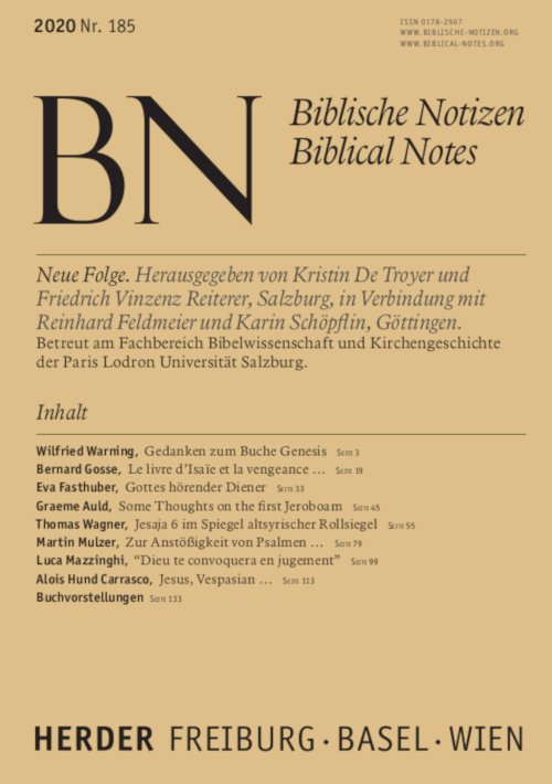 Biblische Notizen 185/2020