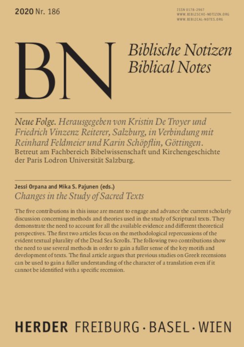 Titelseite: Biblische Notizen 186/2020