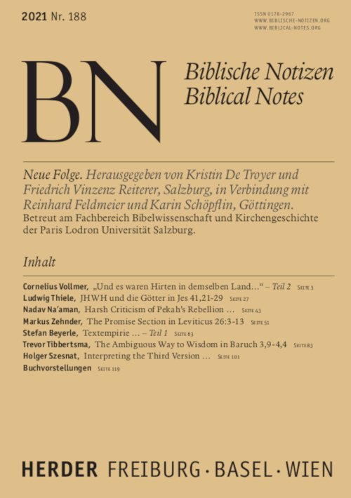 Titelseite: Biblische Notizen 188/2021