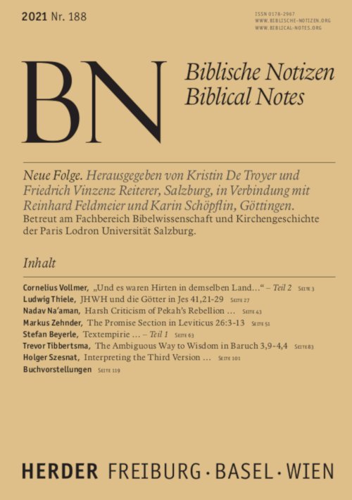 Biblische Notizen 188/2021