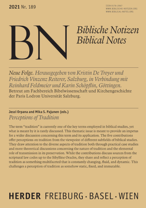 Titelseite: Biblische Notizen 189/2021