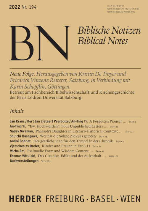 Biblische Notizen 194/2022