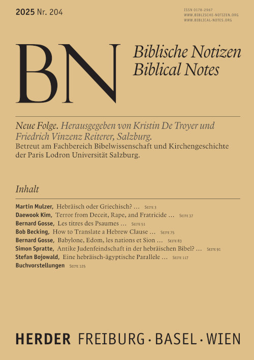 Titelseite Biblische Notizen 204/2025