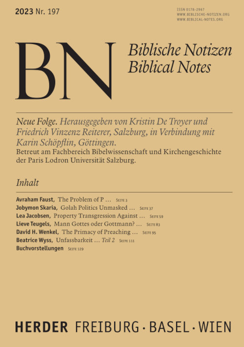 Titelseite: Biblische Notizen 197/2023