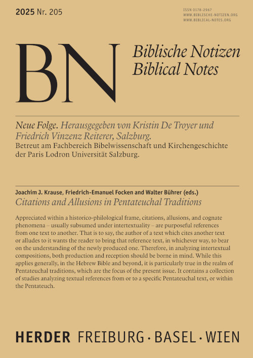 Nr. 205 (2025): Citations and Allusions in Pentateuchal Traditions