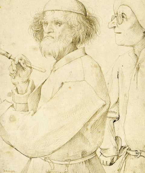 „Maler und Käufer“. Unter diesem Titel ist diese Zeichnung Pieter Bruegels des Älteren im Original (250 x 216 mm) derzeit in Wien zu sehen.