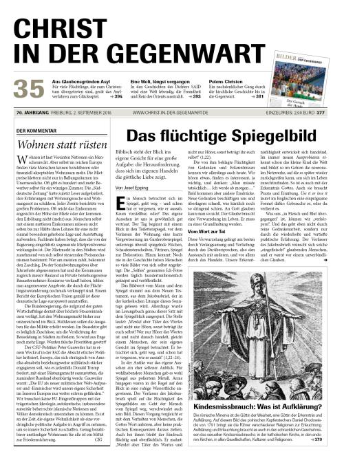 CHRIST IN DER GEGENWART 70. Jahrgang (2018) Nr. 35/2018