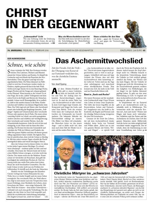 CHRIST IN DER GEGENWART 70. Jahrgang (2018) Nr. 6/2018